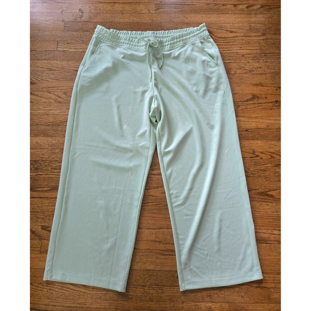 Athleta Womens Wide Leg Athletic Pants Elastic Waist Lime Green Size 2X